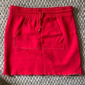 Topshop red sweatshirt skirt with front pocket